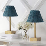 Drift 11.3 in. Coastal Bohemian Metal and Rattan Tapered Cordless Rechargeable Integrated Dimmable LED Table Lamp with Touch Sensor