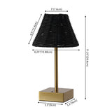 Drift 11.3 in. Coastal Bohemian Metal and Rattan Tapered Cordless Rechargeable Integrated Dimmable LED Table Lamp with Touch Sensor