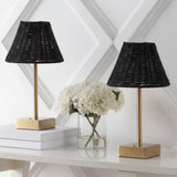 Drift 11.3 in. Coastal Bohemian Metal and Rattan Tapered Cordless Rechargeable Integrated Dimmable LED Table Lamp with Touch Sensor