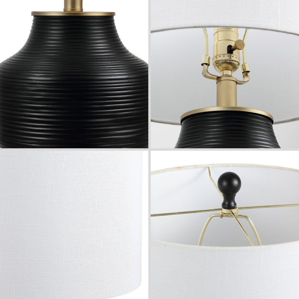 Malone 20" Modern Transitional Ribbed Tapered Ginger Jar Resin/Metal LED Table Lamp