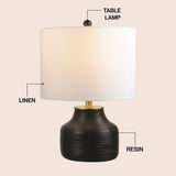 Malone 20" Modern Transitional Ribbed Tapered Ginger Jar Resin/Metal LED Table Lamp