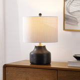 Malone 20" Modern Transitional Ribbed Tapered Ginger Jar Resin/Metal LED Table Lamp