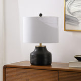 Malone 20" Modern Transitional Ribbed Tapered Ginger Jar Resin/Metal LED Table Lamp