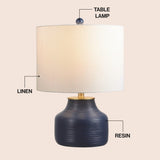 Malone 20" Modern Transitional Ribbed Tapered Ginger Jar Resin/Metal LED Table Lamp