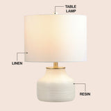 Malone 20" Modern Transitional Ribbed Tapered Ginger Jar Resin/Metal LED Table Lamp