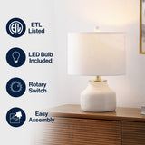 Malone 20" Modern Transitional Ribbed Tapered Ginger Jar Resin/Metal LED Table Lamp