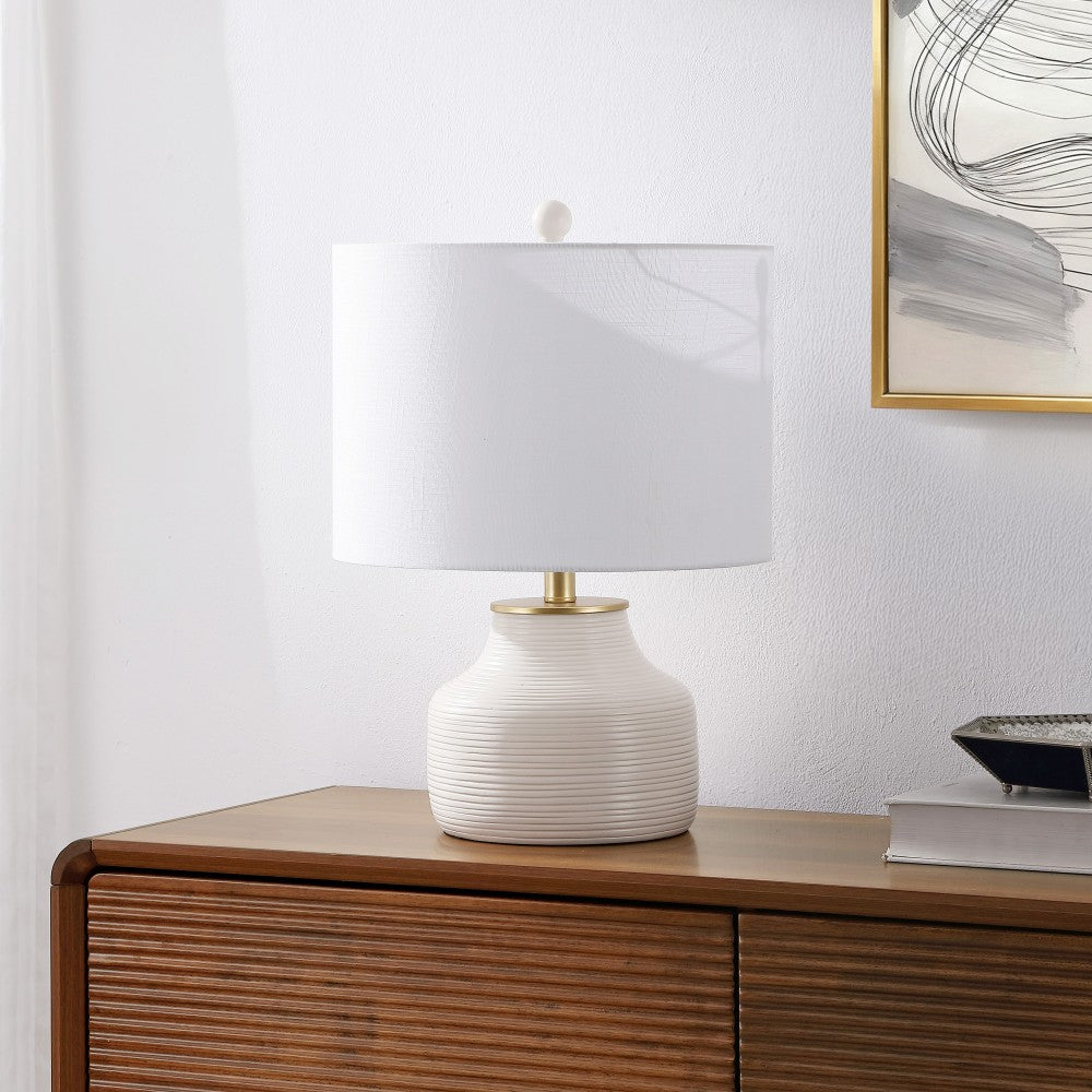 Malone 20" Modern Transitional Ribbed Tapered Ginger Jar Resin/Metal LED Table Lamp