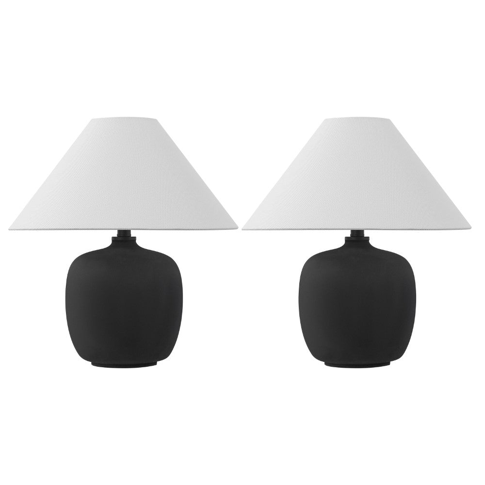 Meadow 18.25" Minimalist Scandinavian Resin/Iron LED Table Lamp Set 2