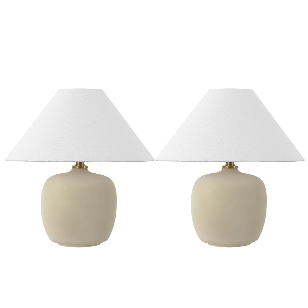 Meadow 18.25" Minimalist Scandinavian Resin/Iron LED Table Lamp Set 2