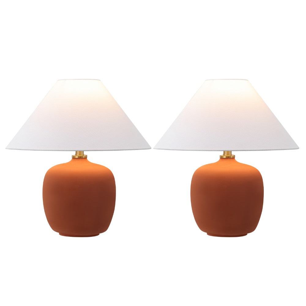 Meadow 18.25" Minimalist Scandinavian Resin/Iron LED Table Lamp Set 2