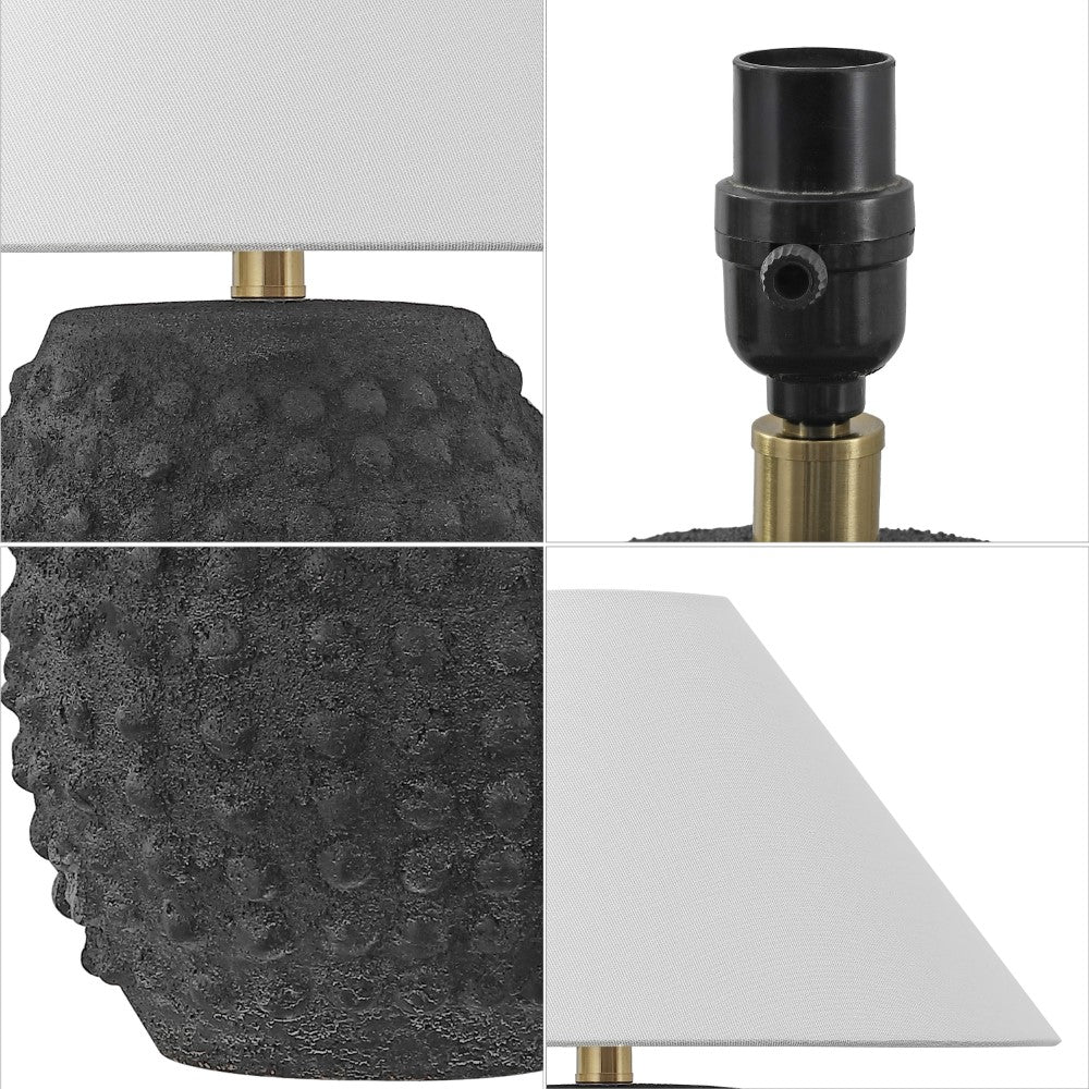 Willow 18.25" Minimalist Scandinavian Ceramic/Iron Hobnail LED Table Lamp Set 2