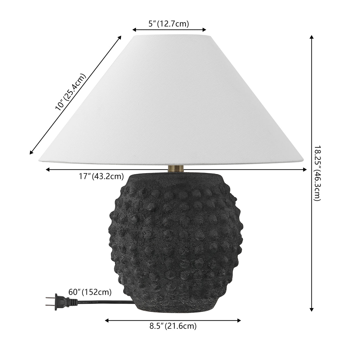 Willow 18.25" Minimalist Scandinavian Ceramic/Iron Hobnail LED Table Lamp Set 2