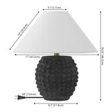 Willow 18.25" Minimalist Scandinavian Ceramic/Iron Hobnail LED Table Lamp Set 2