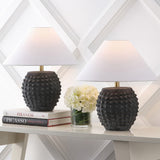 Willow 18.25" Minimalist Scandinavian Ceramic/Iron Hobnail LED Table Lamp Set 2