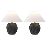 Willow 18.25" Minimalist Scandinavian Ceramic/Iron Hobnail LED Table Lamp Set 2