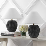 Willow 18.25" Minimalist Scandinavian Ceramic/Iron Hobnail LED Table Lamp Set 2