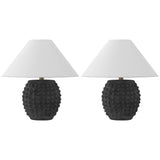Willow 18.25" Minimalist Scandinavian Ceramic/Iron Hobnail LED Table Lamp Set 2