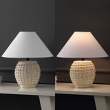 Willow 18.25" Minimalist Scandinavian Ceramic/Iron Hobnail LED Table Lamp Set 2
