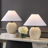 Willow 18.25" Minimalist Scandinavian Ceramic/Iron Hobnail LED Table Lamp Set 2
