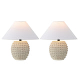 Willow 18.25" Minimalist Scandinavian Ceramic/Iron Hobnail LED Table Lamp Set 2