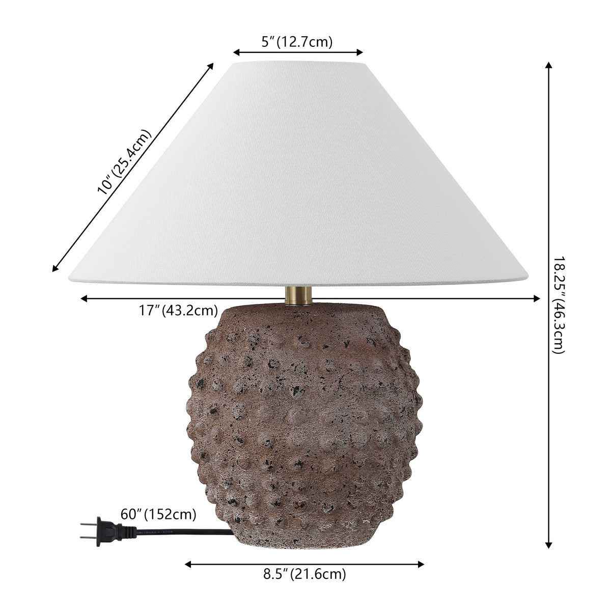 Willow 18.25" Minimalist Scandinavian Ceramic/Iron Hobnail LED Table Lamp Set 2