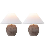 Willow 18.25" Minimalist Scandinavian Ceramic/Iron Hobnail LED Table Lamp Set 2