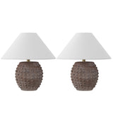 Willow 18.25" Minimalist Scandinavian Ceramic/Iron Hobnail LED Table Lamp Set 2