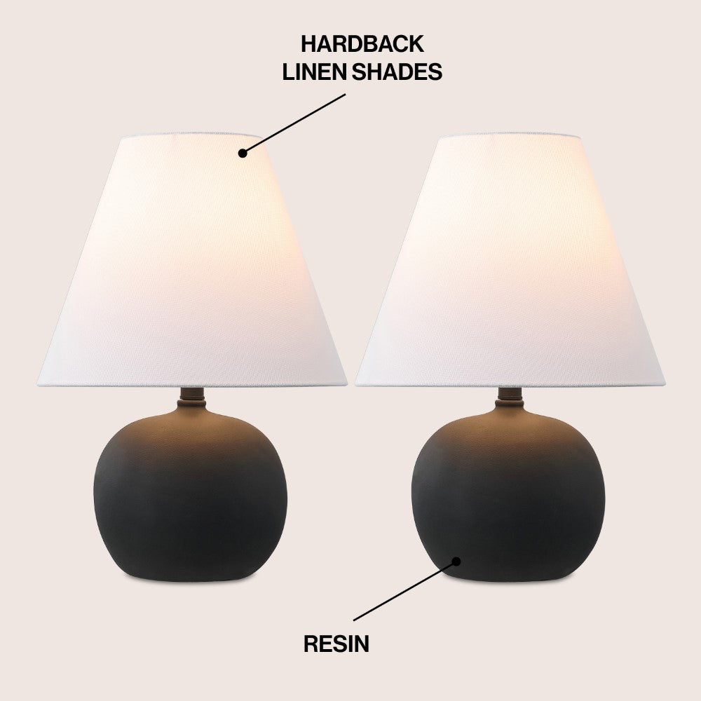 Aster 18.25" Minimalist Scandinavian Resin/Iron Gourd LED Table Lamp Set 2