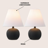 Aster 18.25" Minimalist Scandinavian Resin/Iron Gourd LED Table Lamp Set 2