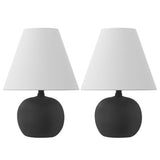 Aster 18.25" Minimalist Scandinavian Resin/Iron Gourd LED Table Lamp Set 2