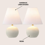 Aster 18.25" Minimalist Scandinavian Resin/Iron Gourd LED Table Lamp Set 2