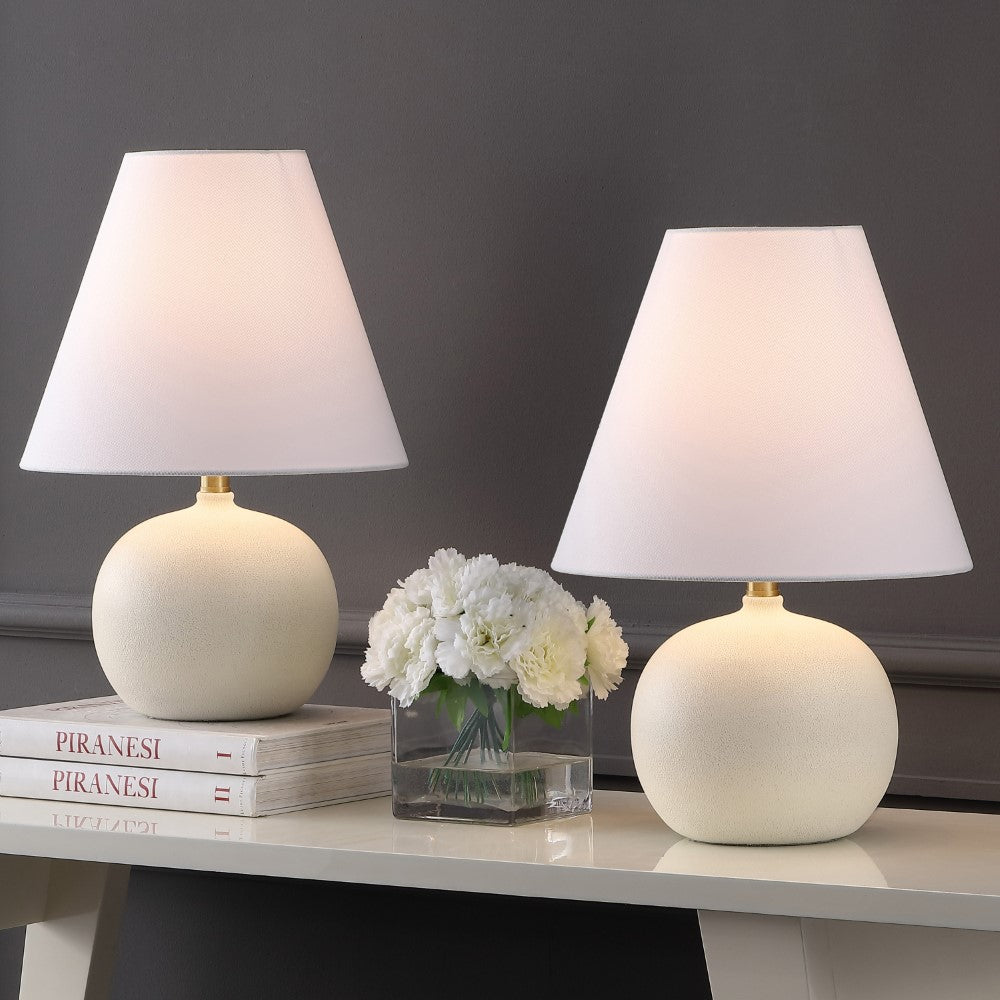 Aster 18.25" Minimalist Scandinavian Resin/Iron Gourd LED Table Lamp Set 2
