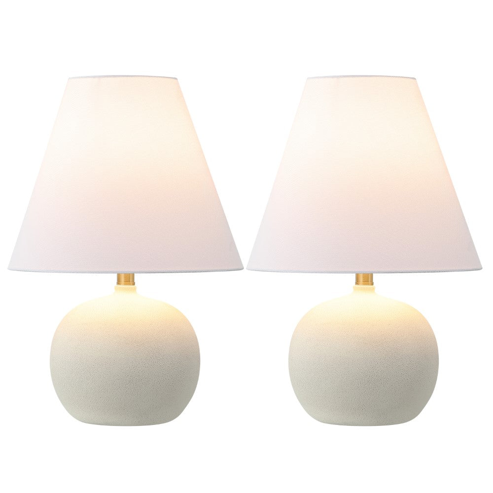Aster 18.25" Minimalist Scandinavian Resin/Iron Gourd LED Table Lamp Set 2
