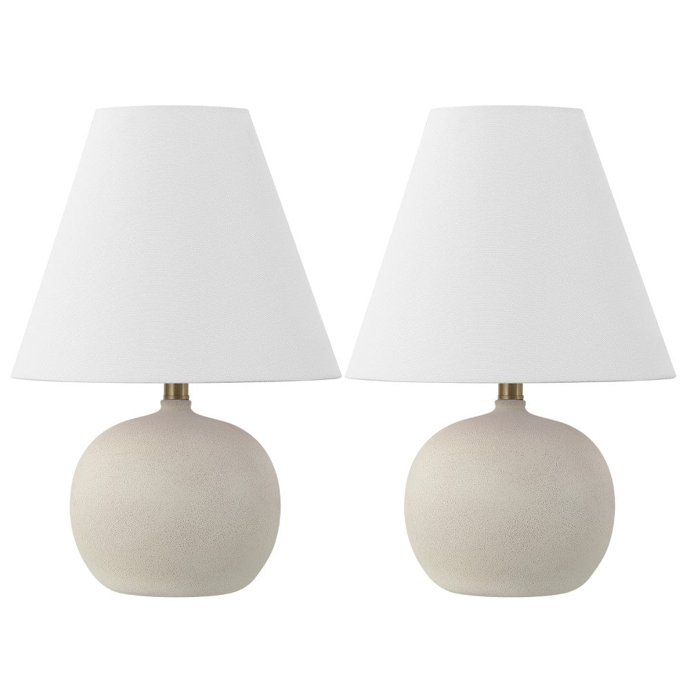 Aster 18.25" Minimalist Scandinavian Resin/Iron Gourd LED Table Lamp Set 2