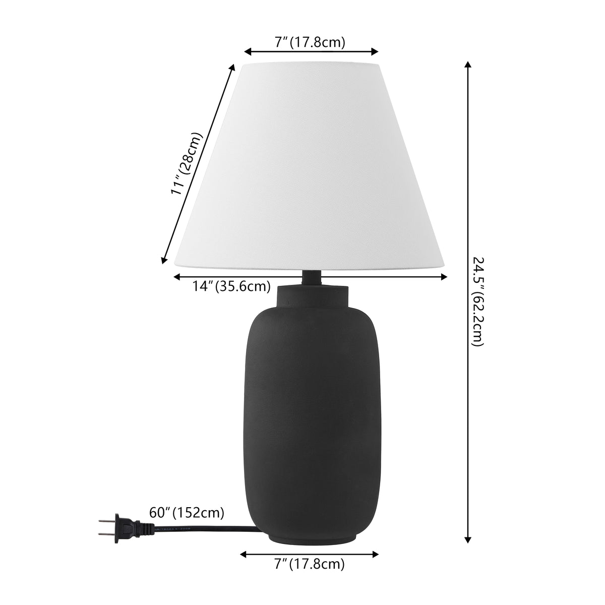 Briar 24.5" Minimalist Scandinavian Resin/Iron Ginger Jar LED Table Lamp Set 2