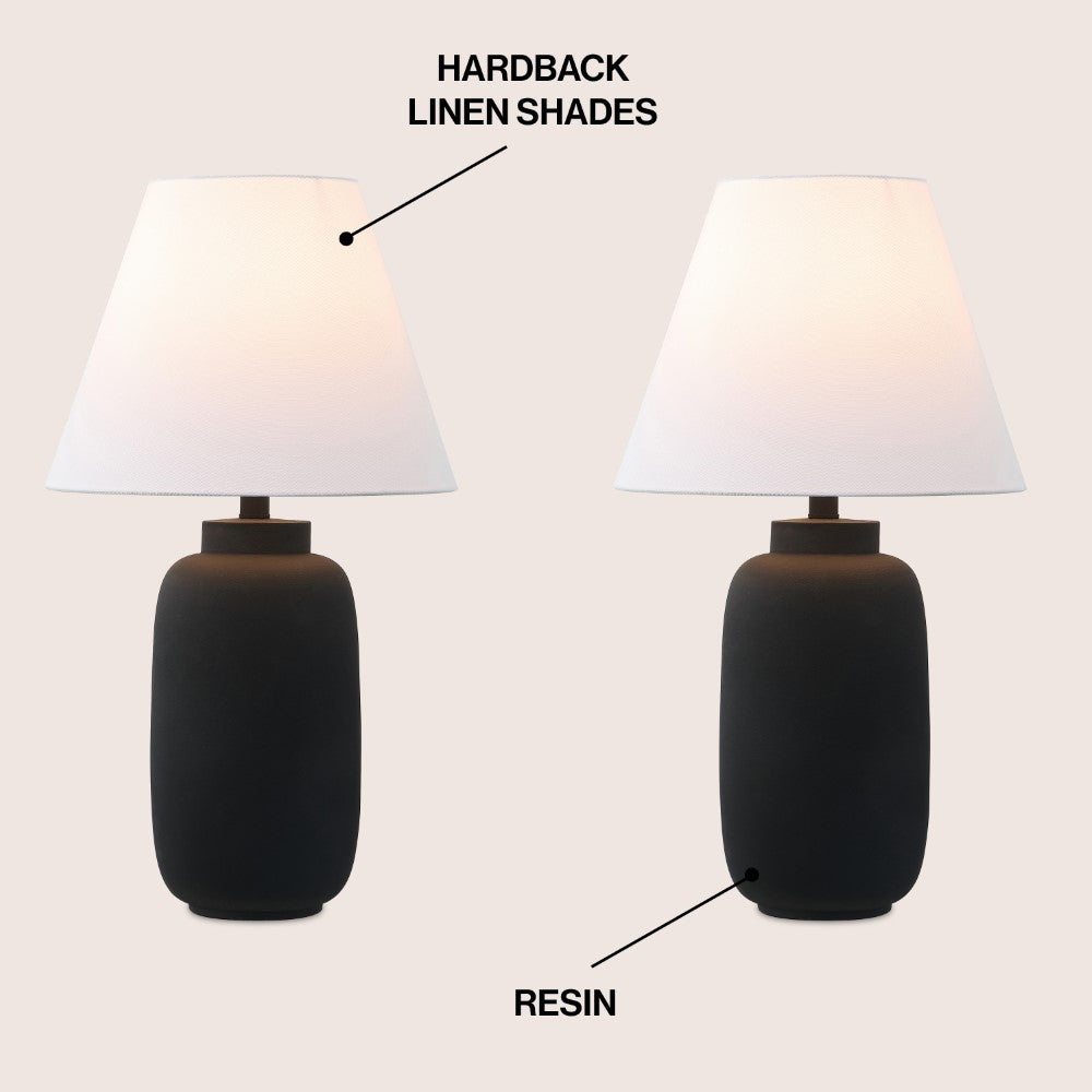 Briar 24.5" Minimalist Scandinavian Resin/Iron Ginger Jar LED Table Lamp Set 2