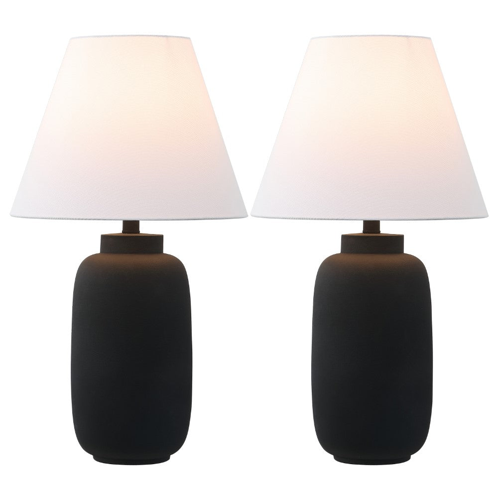 Briar 24.5" Minimalist Scandinavian Resin/Iron Ginger Jar LED Table Lamp Set 2