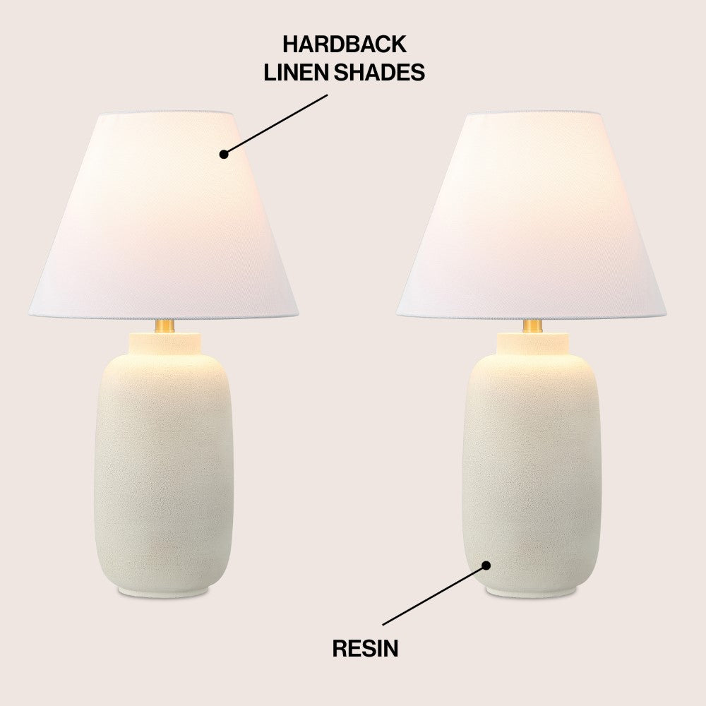 Briar 24.5" Minimalist Scandinavian Resin/Iron Ginger Jar LED Table Lamp Set 2