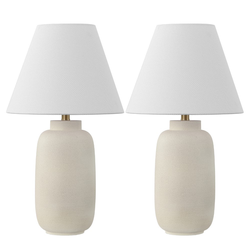 Briar 24.5" Minimalist Scandinavian Resin/Iron Ginger Jar LED Table Lamp Set 2