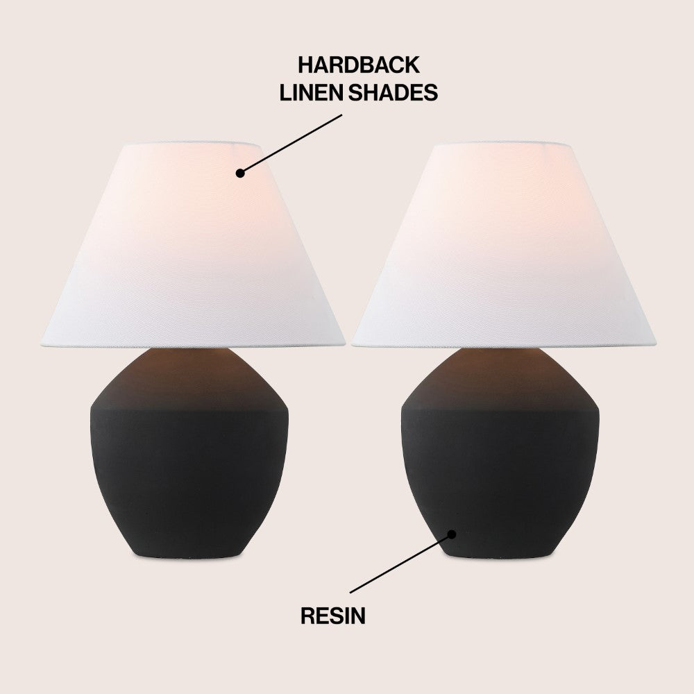 Hawk 20.5" Minimalist Scandinavian Resin/Iron LED Table Lamp Set 2