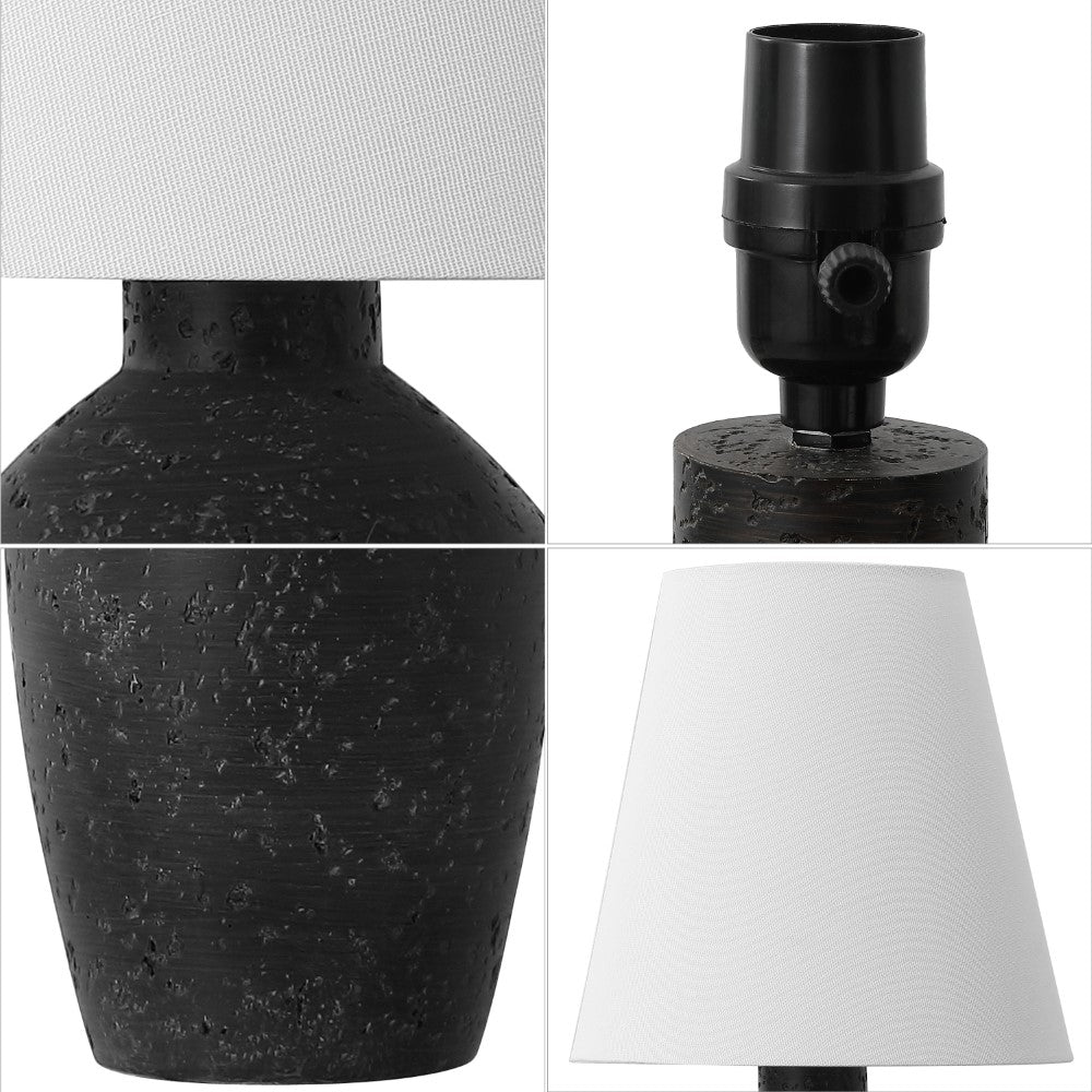 Adeline 19.5" Minimalist Scandinavian Concrete Effect Resin/Iron Ginger Jar LED Table Lamp Set 2