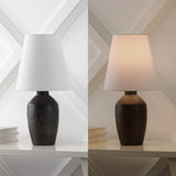 Adeline 19.5" Minimalist Scandinavian Concrete Effect Resin/Iron Ginger Jar LED Table Lamp Set 2