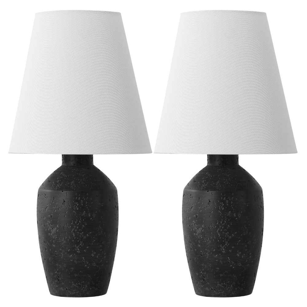 Adeline 19.5" Minimalist Scandinavian Concrete Effect Resin/Iron Ginger Jar LED Table Lamp Set 2
