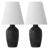 Adeline 19.5" Minimalist Scandinavian Concrete Effect Resin/Iron Ginger Jar LED Table Lamp Set 2