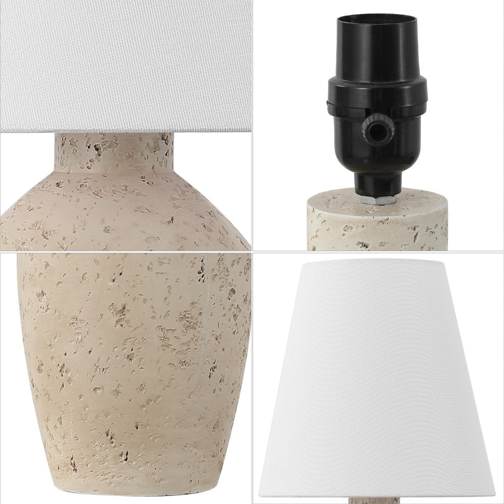 Adeline 19.5" Minimalist Scandinavian Concrete Effect Resin/Iron Ginger Jar LED Table Lamp Set 2