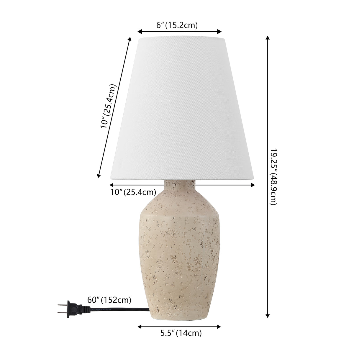 Adeline 19.5" Minimalist Scandinavian Concrete Effect Resin/Iron Ginger Jar LED Table Lamp Set 2