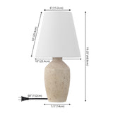 Adeline 19.5" Minimalist Scandinavian Concrete Effect Resin/Iron Ginger Jar LED Table Lamp Set 2