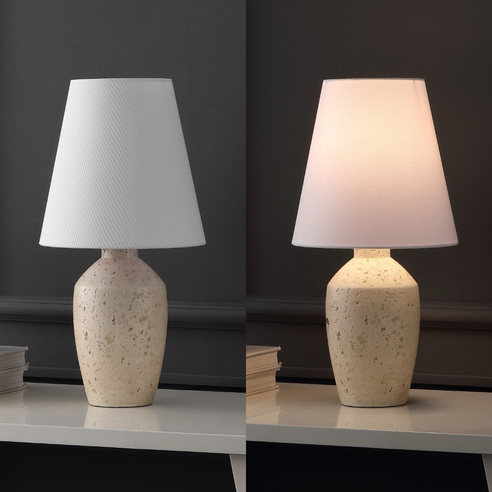 Adeline 19.5" Minimalist Scandinavian Concrete Effect Resin/Iron Ginger Jar LED Table Lamp Set 2