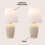 Adeline 19.5" Minimalist Scandinavian Concrete Effect Resin/Iron Ginger Jar LED Table Lamp Set 2