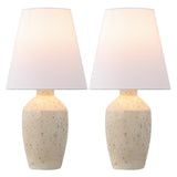 Adeline 19.5" Minimalist Scandinavian Concrete Effect Resin/Iron Ginger Jar LED Table Lamp Set 2